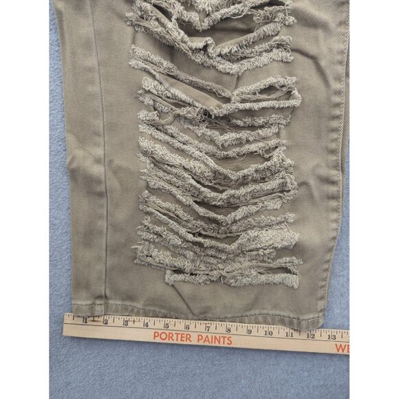 Fashion Nova Jeans Womens 13 Taupe Distressed Ripped Wide Leg Cotton Style TTCB3 - Picture 16 of 16